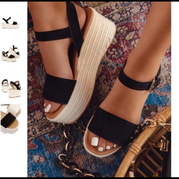 Shoes - 👡Espadrille Flatform Sandals 👡 Black Suede